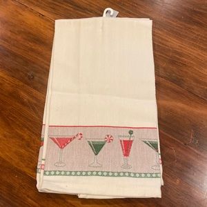 NWT Christmas Kitchen Towel Set of 2 Holiday Cocktail 100% Cotton Portugal NEW…